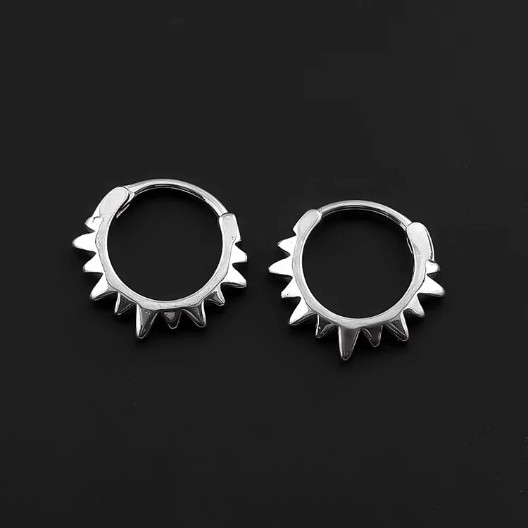Punk Spike Rivet Hoop Earrings For Women Men Ear Studs Stainless Steel Gothic Hip Hop European and American Earring Jewelry Gift