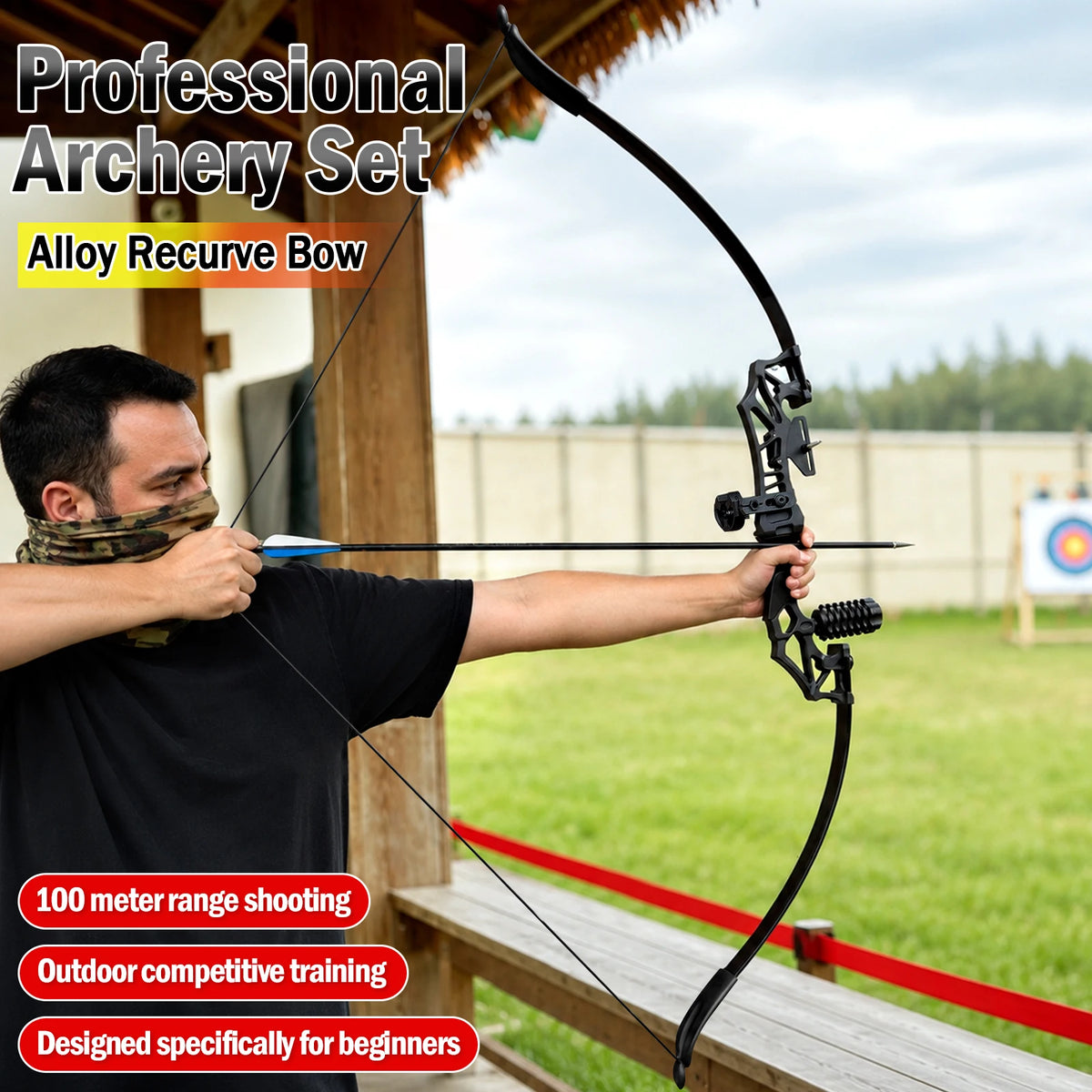 Metal Riser Recurve Bow Set for Adults, 20-40lb Aluminum Takedown Bow, Ambidextrous Competition Target Bow Kit, Ships from US