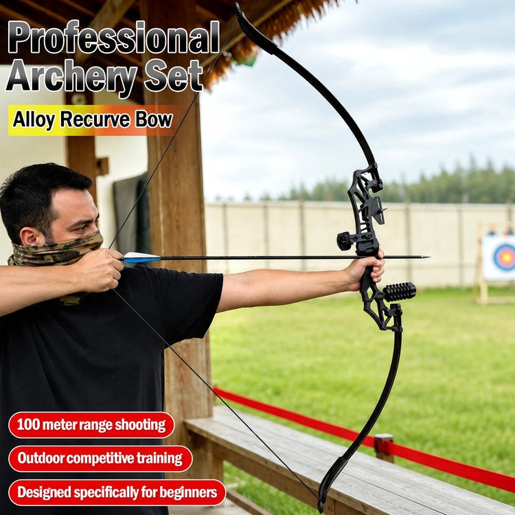 Metal Riser Recurve Bow Set for Adults, 20-40lb Aluminum Takedown Bow, Ambidextrous Competition Target Bow Kit, Ships from US
