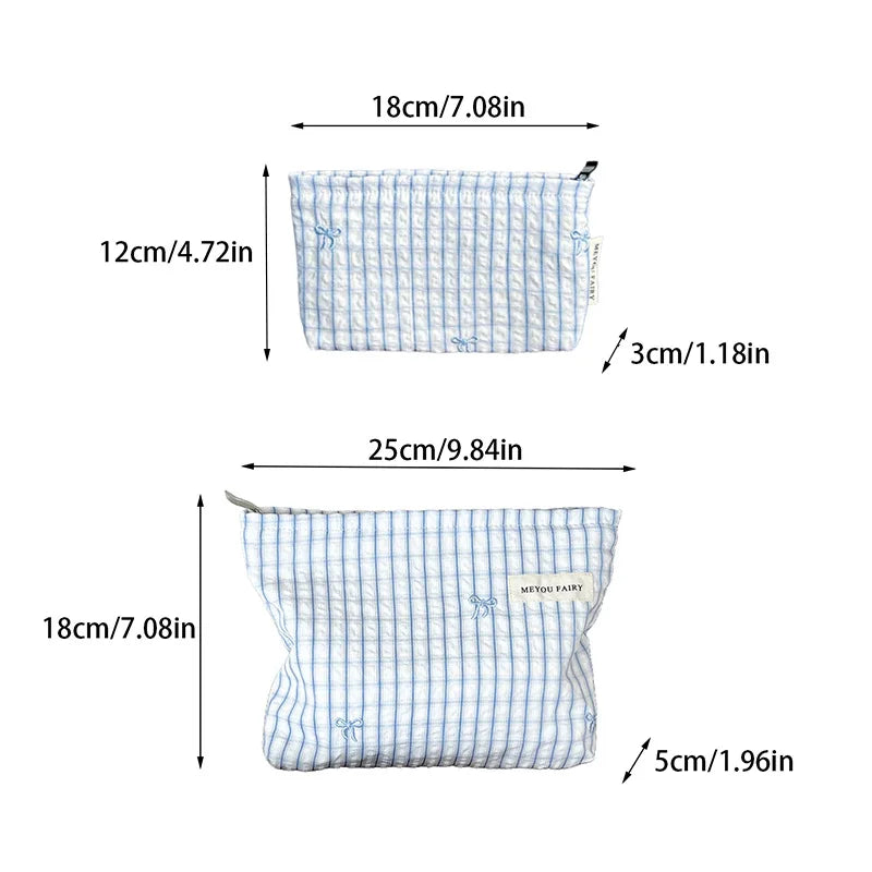 New Blue Color Mommy Bag Bowknot Embroidery Makeup Bag Zipper Baby Diaper Bag Nappy Pouch Travel Toiletry Storage Bags