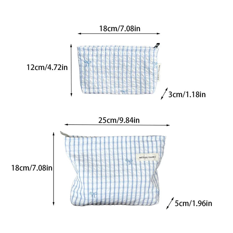 New Blue Color Mommy Bag Bowknot Embroidery Makeup Bag Zipper Baby Diaper Bag Nappy Pouch Travel Toiletry Storage Bags