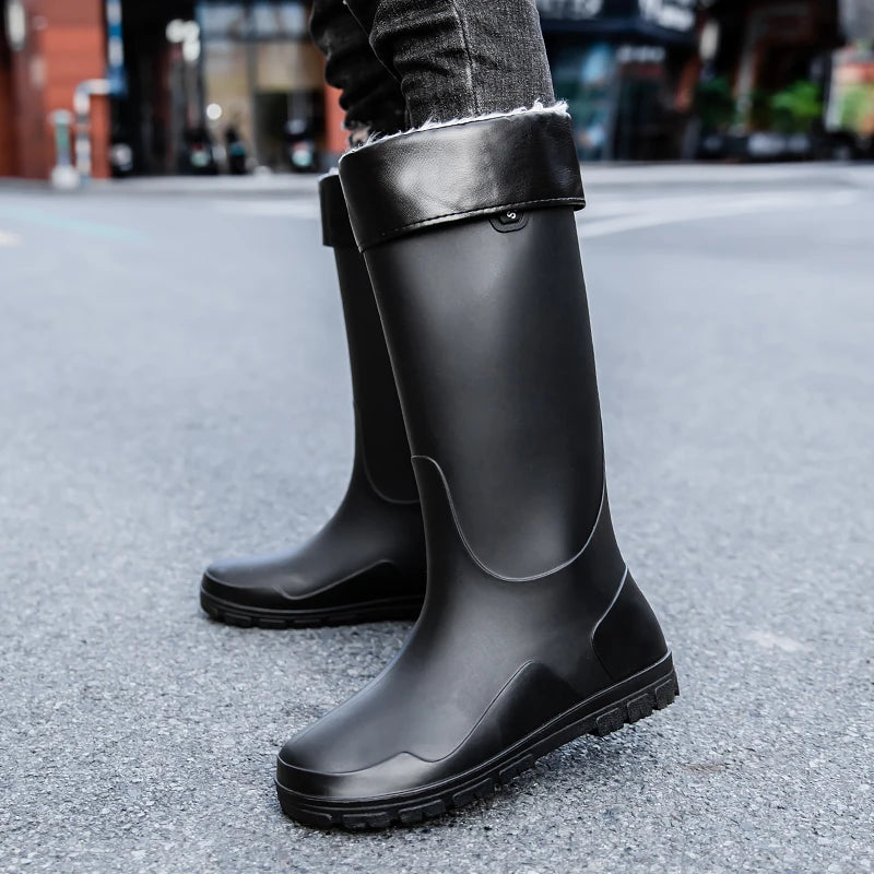 German Style Waterproof Rain Boots Men's Anti-Slip High Tube Long Camping Fishing Snake Bite Proof Thickened Rubber Shoes