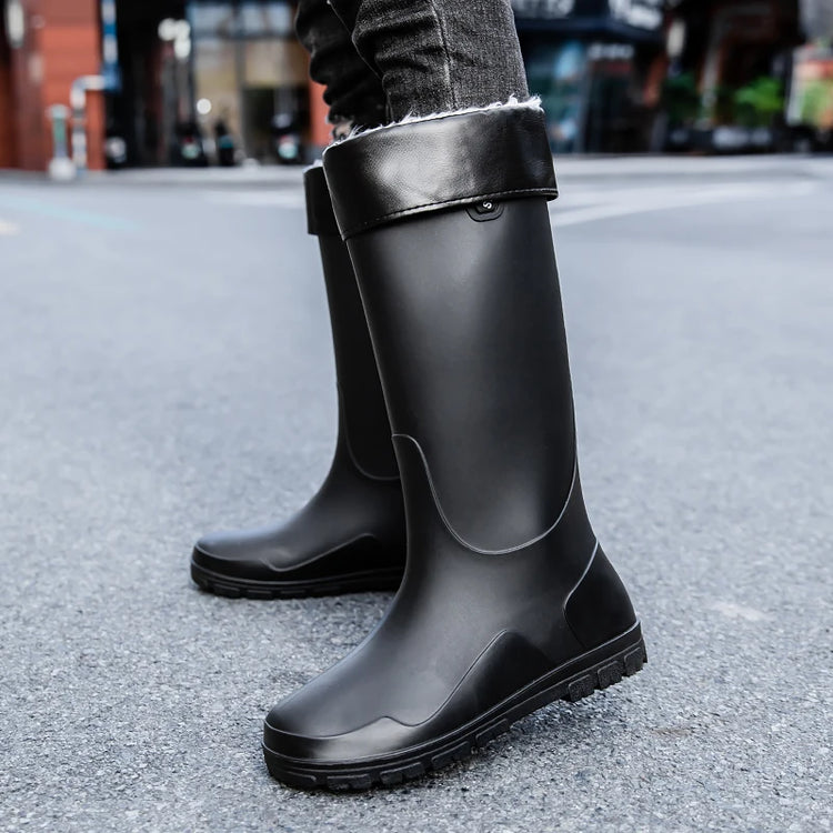 German Style Waterproof Rain Boots Men's Anti-Slip High Tube Long Camping Fishing Snake Bite Proof Thickened Rubber Shoes