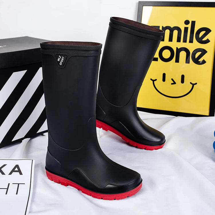 German Style Waterproof Rain Boots Men's Anti-Slip High Tube Long Camping Fishing Snake Bite Proof Thickened Rubber Shoes
