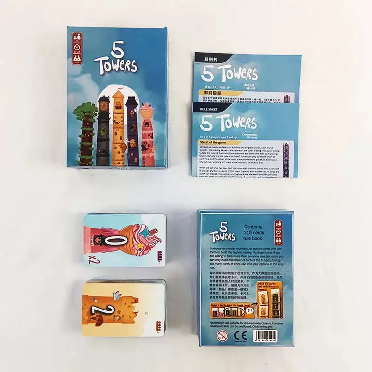 5 Towers Abstract Strategy Stacking Tower Puzzle Board Game Leisure gathering Chinese-English version