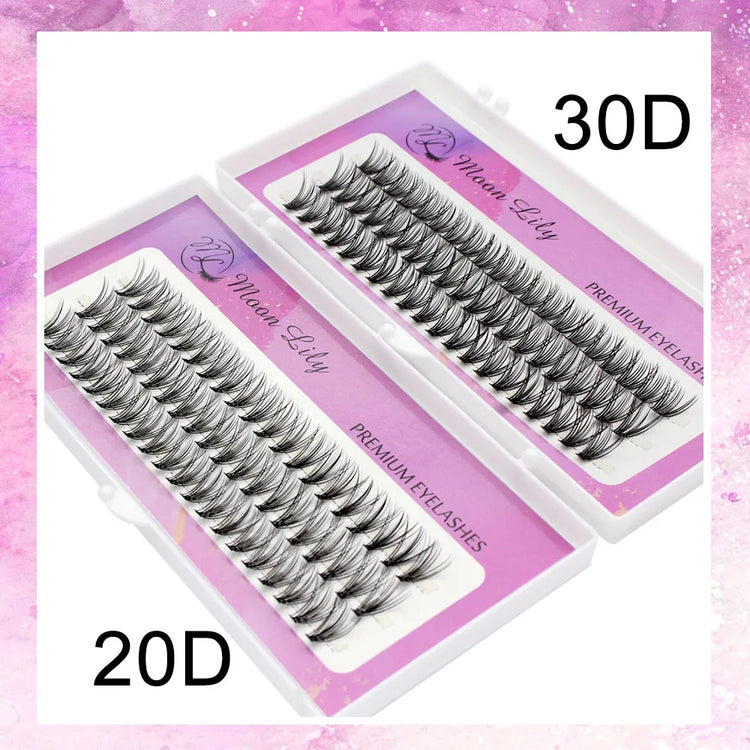 Moonlily Professional 20D 30D Single Cluster Mink Eyelashes Extension 3D Volume Effect Natural Soft Makeup Grafting Faux Lashes