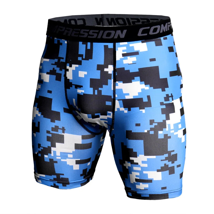 Compression Shorts Men 3D Print Camouflage Bodybuilding Tights Short Men Gyms Shorts Male Muscle Sport Elastic Running Shorts