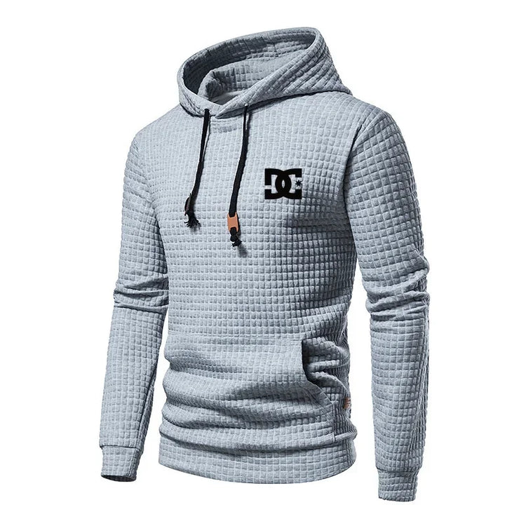 2025 New Spring and Autumn Europe Men DC Letters Printed Casual Large Pocket Hoodie Jumper Small Plaid Jacquard Plus Size