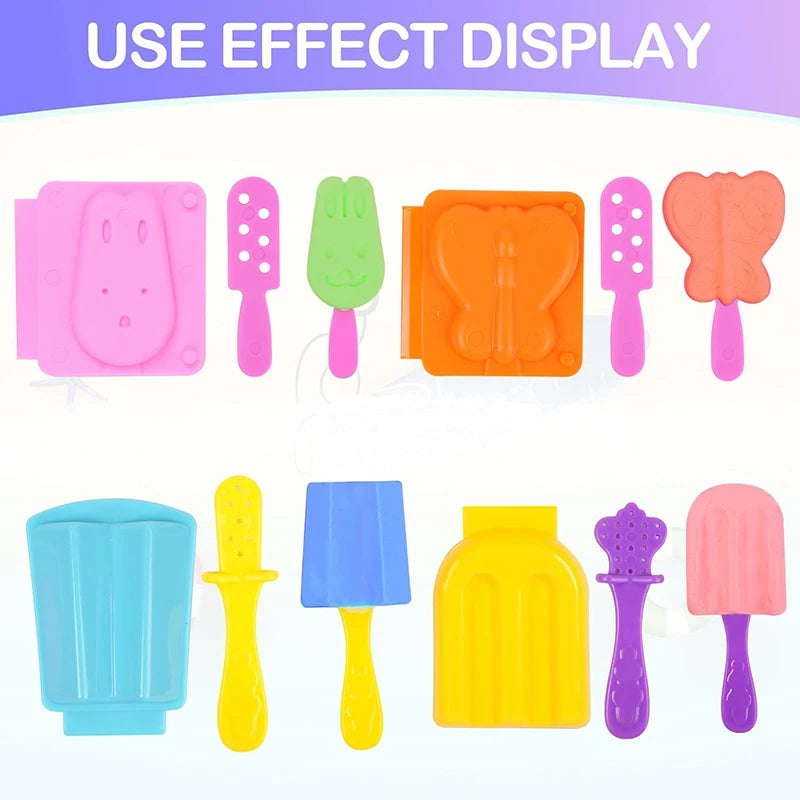 Playdough Ice Cream Mold for Kids Simulation Cookies Popsicle Party Play Plastics Clay Dough Tools Accessories Children DIY Toys