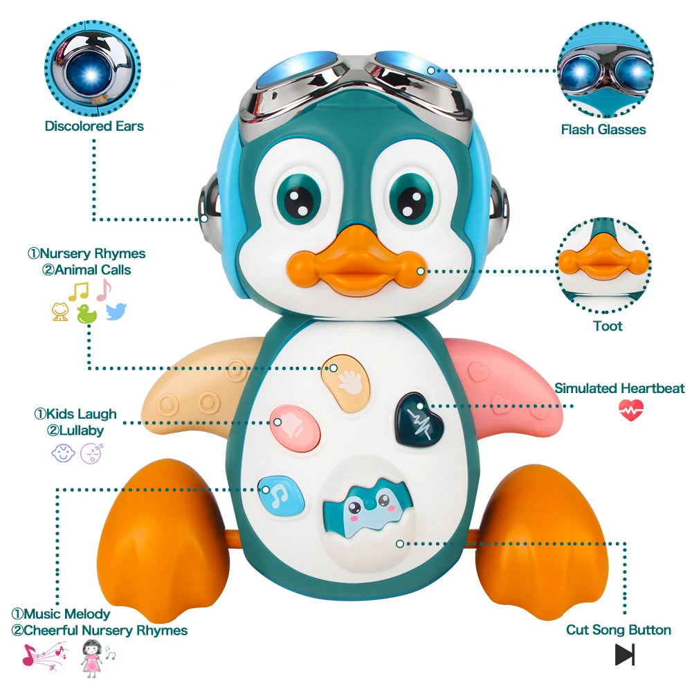 Kids Electronic Pet Toys Dancing Octopus&Duck Musical Penguin Baby Crawling Toys Toddler Interactive Toys Tummy Time Gifts