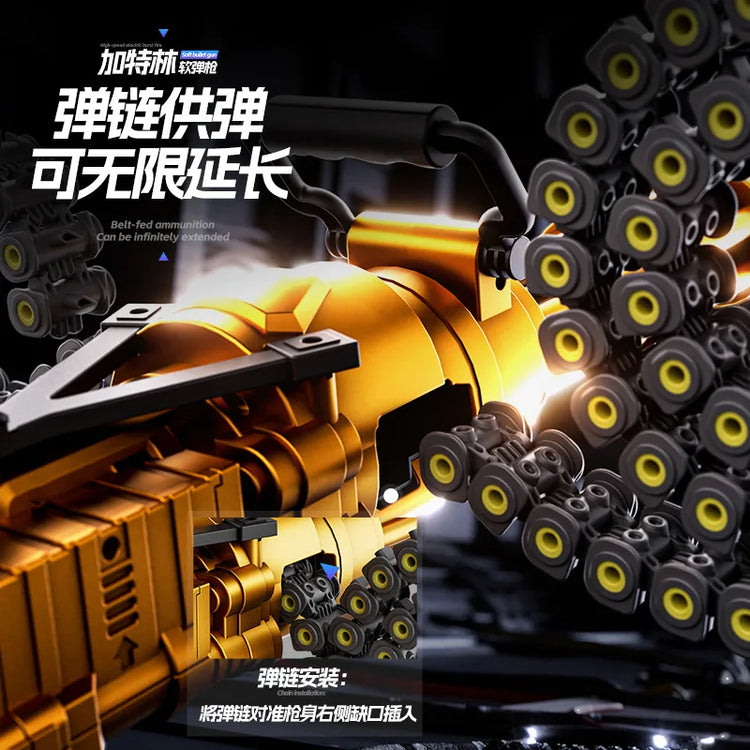 Gold Rotating Chain Gatling Soft Bullet Gun Can Launch Toy Machine Gun Model Chicken Eating Heavy Machine Gun