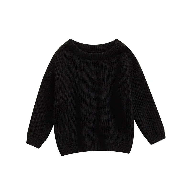 Autumn Baby Girls Boys Sweaters Coat Kids Knitting Pullovers Tops Baby Boys Girls Solid Color Basic Cotton Long Sleeve Sweater