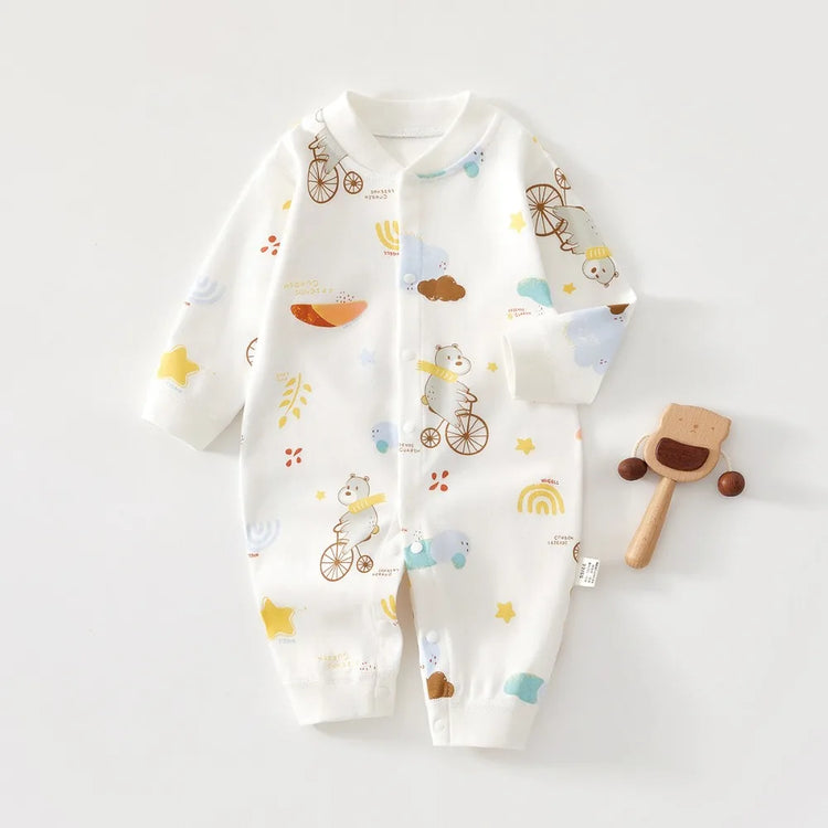 0-12 Months Baby Jumpsuits, 100% Cotton Long Sleeve Clothes, Soft Newborn Rompers for Girls & Boys.