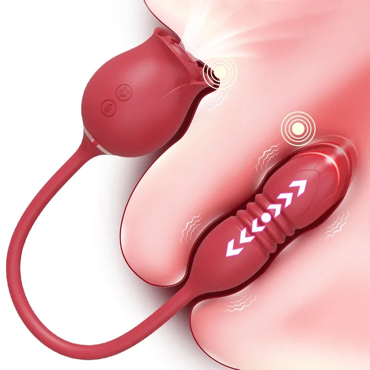 Rose-Sucking Sex Toys Dildo Vibrator for Women 3in1 Thrusting G Spot Anal Vibrators Stimulator Female Vibrating Egg Adult Toys