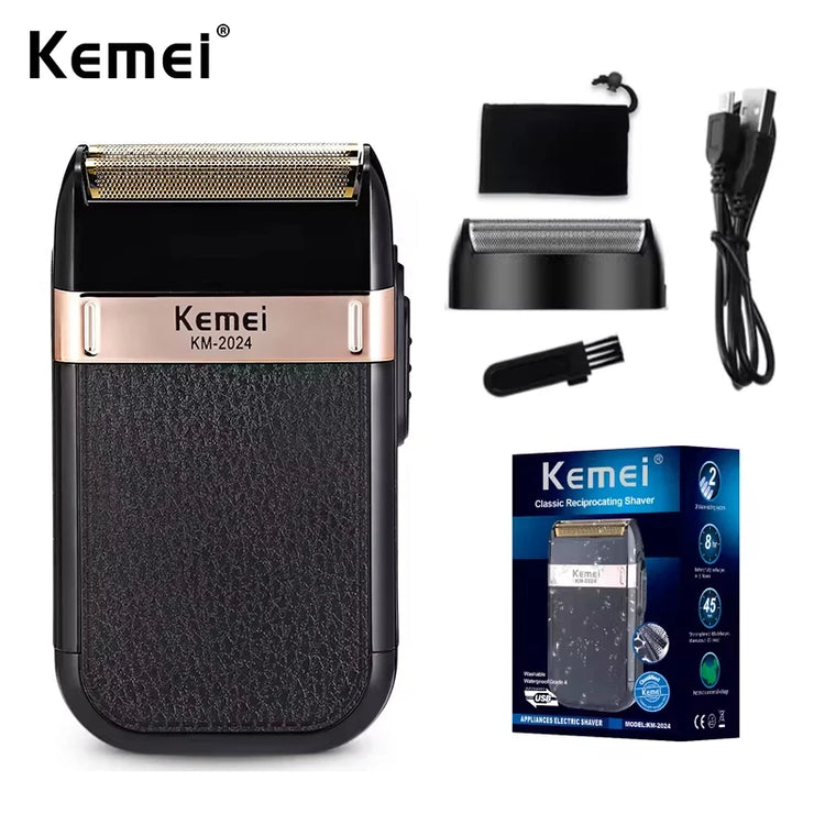 Kemei KM-2024 USB Charging Electric Shaver For Men Reciprocating Twin Blade Razor Shaver Beard Trimmer Shaving Machine