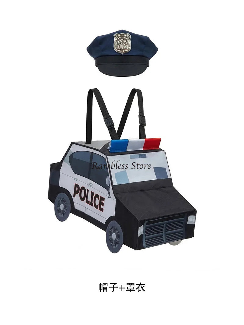 Children Happy Day Festival Cars Cosplay Jumpsuit Police Car Fire Truck Ambulance Cosplay Costumes for Kids Performance Wear