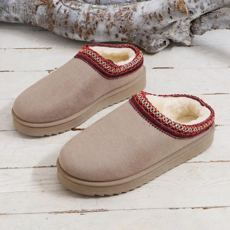 Winter 2024 New Cashmere Warm Thick Sole Heelless Covered Half Mop Cashmere Warm Uggs