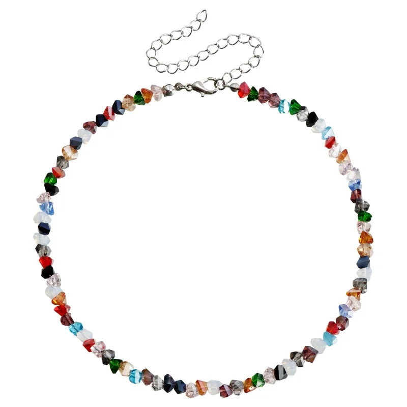 Transparent Crystal Irregular Beaded Choker Necklace for Women Korean Collarbone Clavicle Chain on the Neck Collar Jewelry