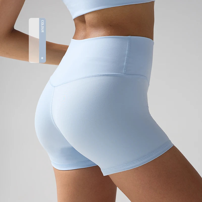 Solid Color High-Waisted Yoga Shorts for Women Quick Dry Breathable Fitness Sport Running Cycling Leggings