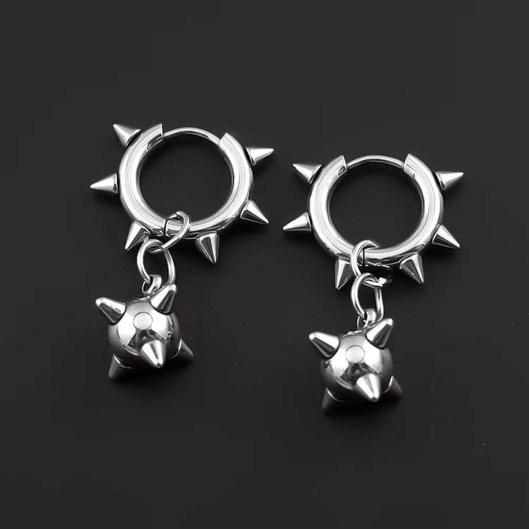 Punk Spike Rivet Hoop Earrings For Women Men Ear Studs Stainless Steel Gothic Hip Hop European and American Earring Jewelry Gift