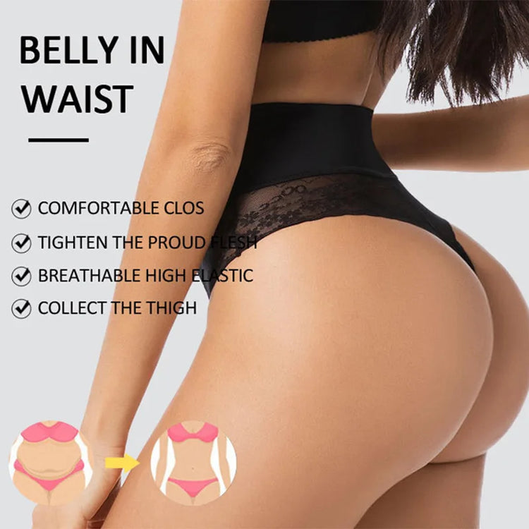 Women's Shapewear Thong Panties High Waist Flat Belly Butt Lifter Body Shaper Slimming Underwear Postpartum Belly Shaping Panty