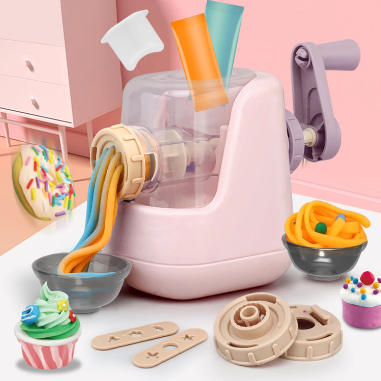 Playdough Noodle Maker Set – Safe Wheat Flour Clay with 12 Colors & Molds for Kids' Creative Pretend Play