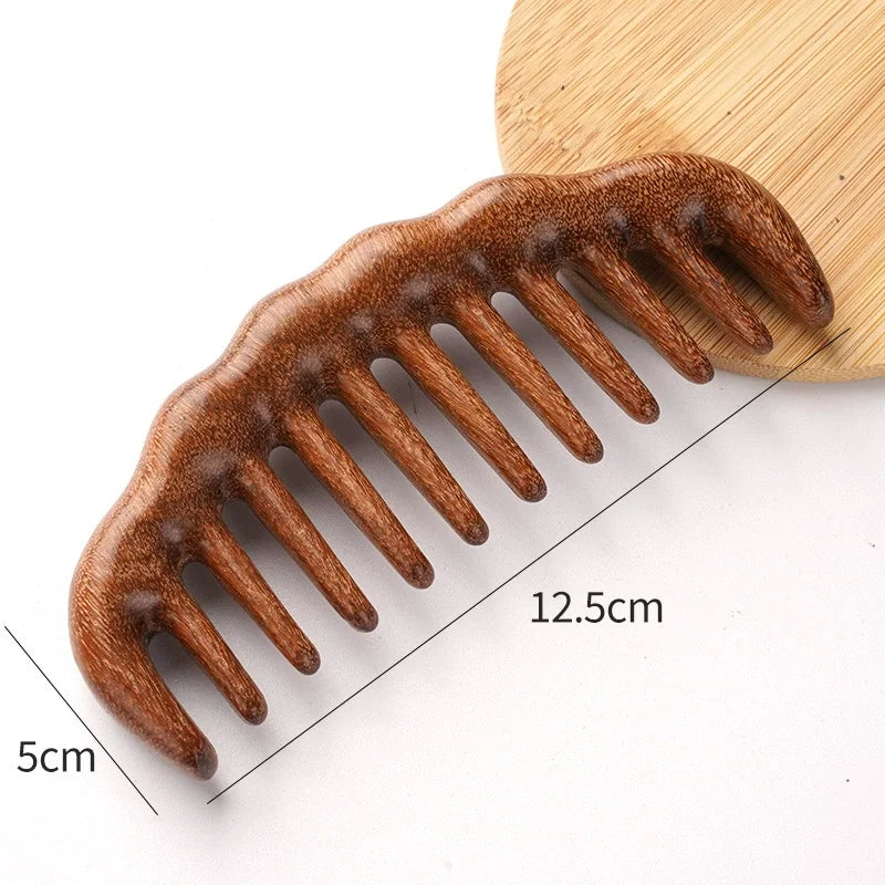 Natural Sandalwood Hair Comb Wide Tooth Detangling Hair Brush Women Wooden Detangle Combs Anti-Static Scalp Massager Hair Care