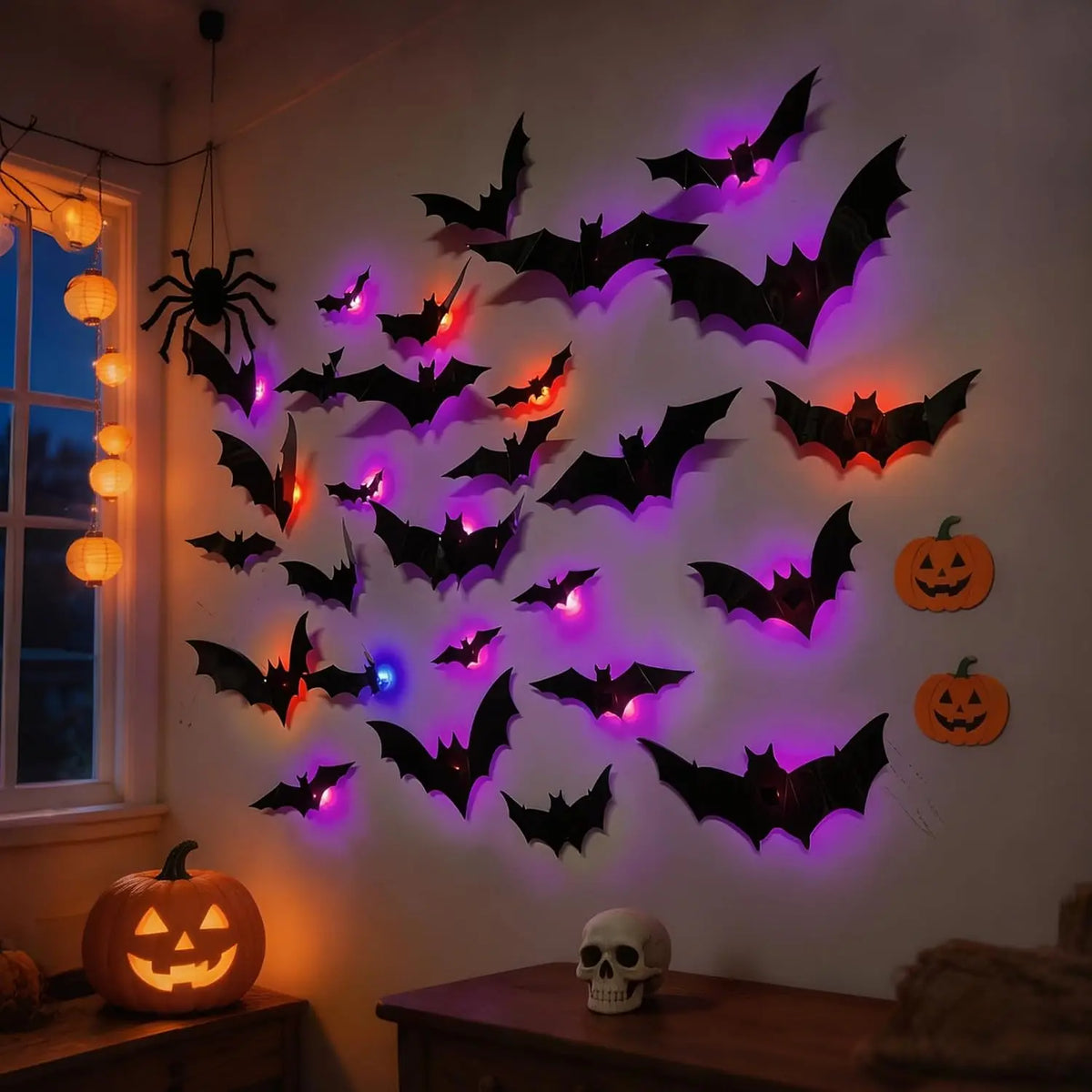 Halloween Bats Decorations,3D Pvc Bat on The Wall,Black Bats Wall Stickers,Halloween Scary Props