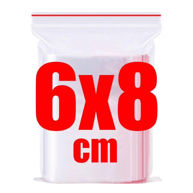 500/100pcs Self Sealed Bags Plastic Storage Bag for Jewelry Food Pills Transparent Zipper Storage Bag Package Pouches Wholesale