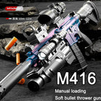 Manual Soft Bullet M416 Soft Bullet Gun Can Fire Submachine Gun Model  Toy Gun Action Loading Assault Rifle