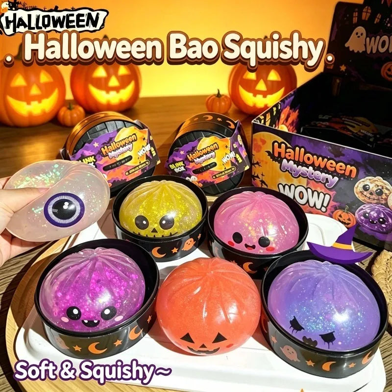 Halloween Dumpling Squeeze Squishy Toy Dumpling Slow Rising Squeeze Stress Relief Sensory Toy Soft Kawaii Halloween Fidget Toy