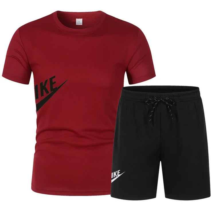 2025 Men's summer T-shirt and shorts set, men's breathable sportswear set, casual and fashionable short-sleeved T-shirt set