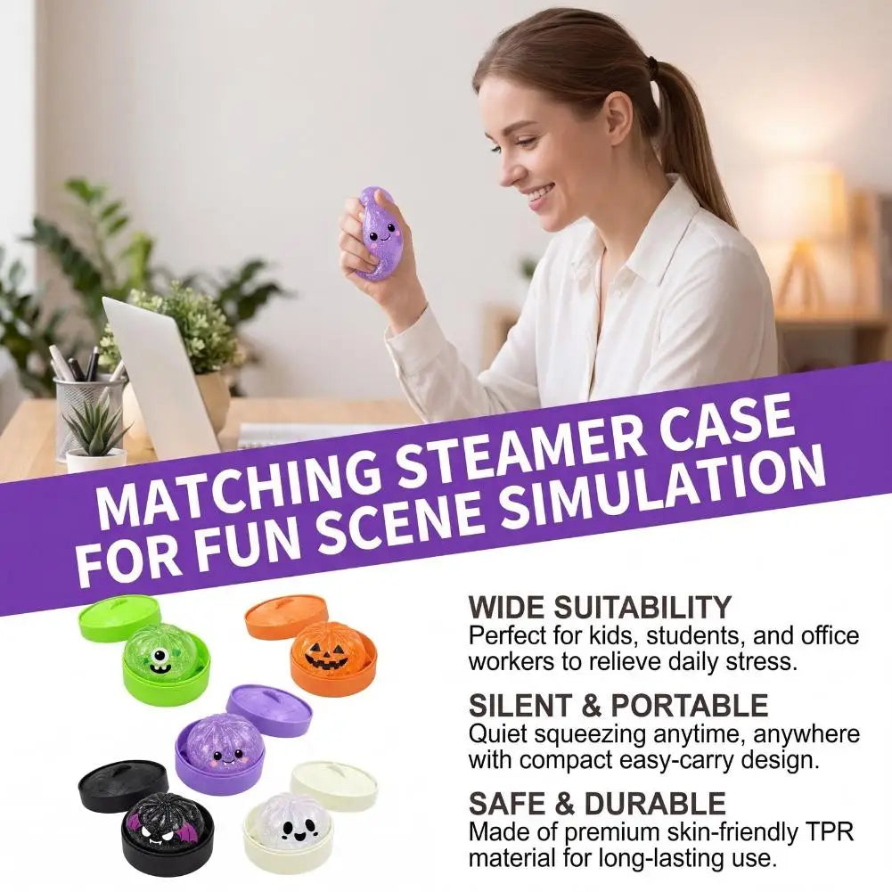 Glitter Halloween Dumpling Stress Toy Slow Rising Soft Squeeze Fidget Squishie Pressure Relief Sensory Toy Fun Halloween Gift