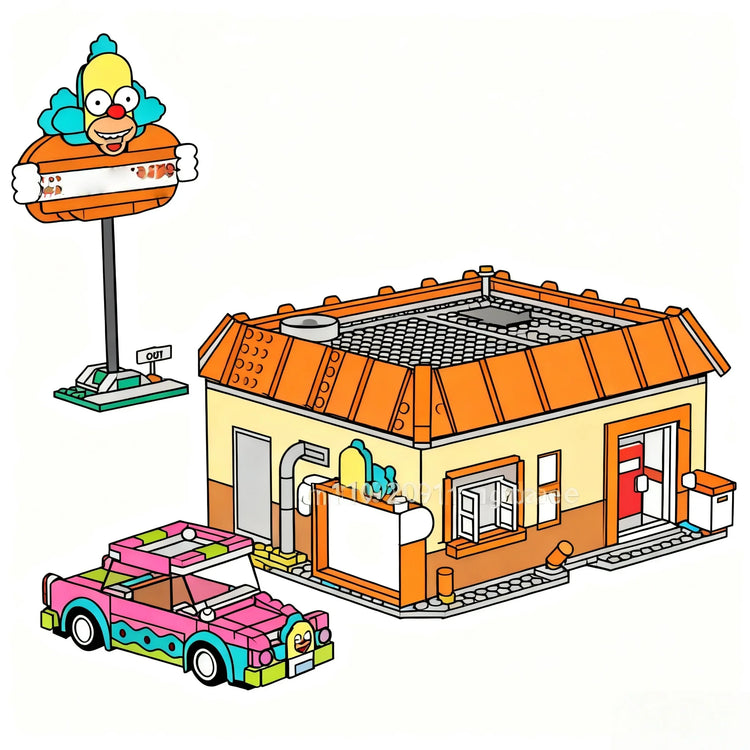 Stock 1635 pieces of MOC City Krusty Hamburg building Model building blocks suitable for  children's Christmas gift set