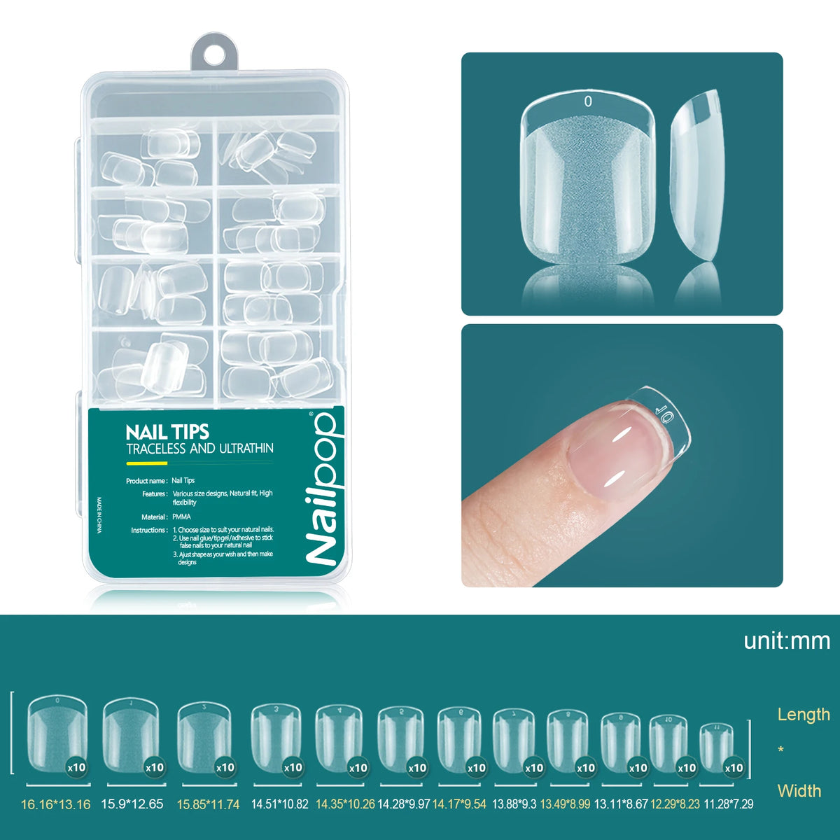 Nailpop 120pcs Acrylic Nails Fake Capsule Short Almond Coffin Square Artificial Nail Extension Soft Gel Tips Accessories Tools