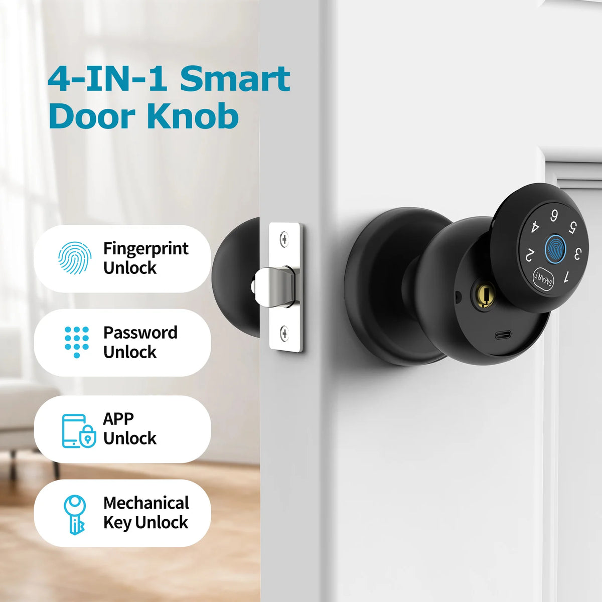 Viladepot Smart Lock Fingerprint Door Lock App Control Passcode Unlock Electronic Touchscreen Keypad Indoor