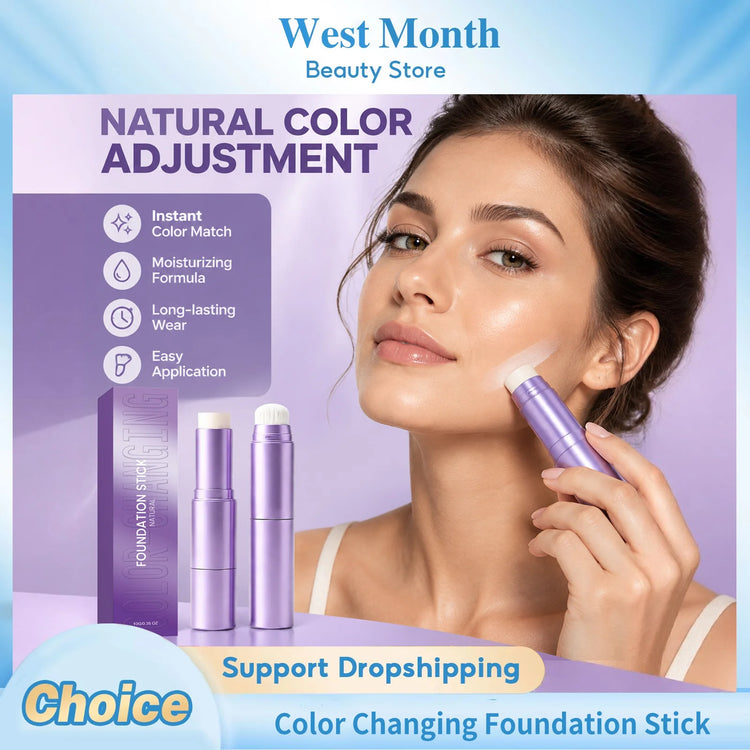 Color Changing Foundation Stick Even Smart Skin Tone Adapt High Coverage Lightweight Texture Natural Moisturizing Facial Makeup
