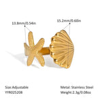 5PCS Fashionable, Simple, High Quality Gold Shell Conch Irregular Geometry Men's and Women's Ring Set