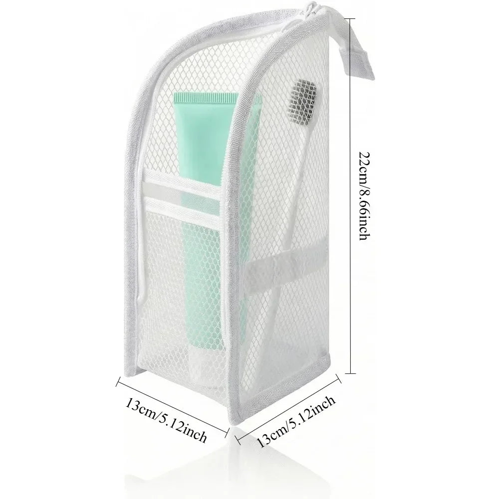 Standing Mesh Toiletry Bag Portable EVA Waterproof Travel Foldable Toothbrush Cosmetic Organizer Women Bathroom Storage Pouch