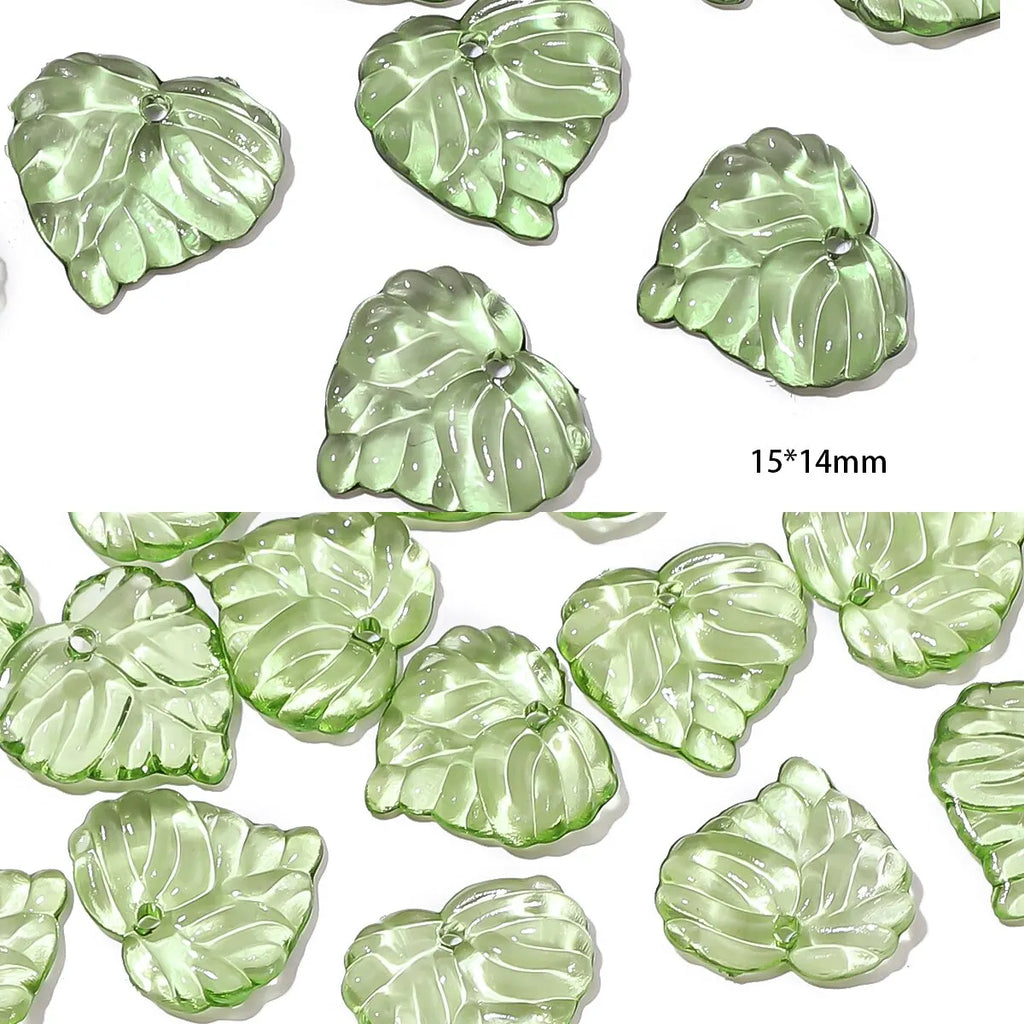 100pcs Acrylic Mini Small Tree Leaf Hand Beaded DIY Handmade Necklace Earrings Loose Bead Separated Bead Jewelry Accessory Mater