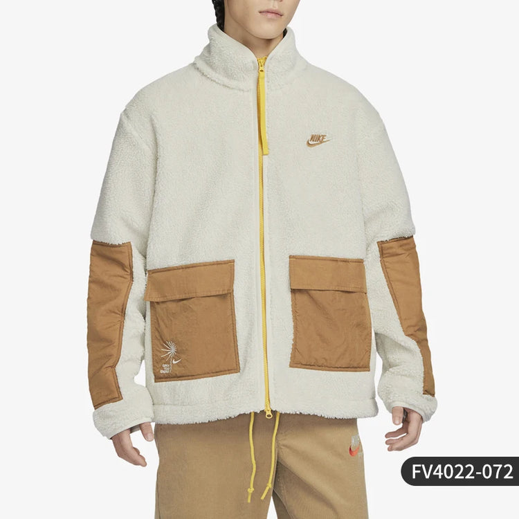 Nike Official JORDAN Men's Patchwork Faux Shearling Warm Jacket FV4022-072