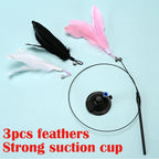 Interactive Cat Toy Handfree Cat Stick Kitten Playing Teaser Wand Toy Suction Cup Feather Wand Pet Supplies Simulation Feather