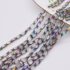 4x7mm 50pcs/lot Briolette Oval Glass Beads Plating Gold Color Crystal Glass Loose Spacer Beads For Beads for Jewelry Making DIY