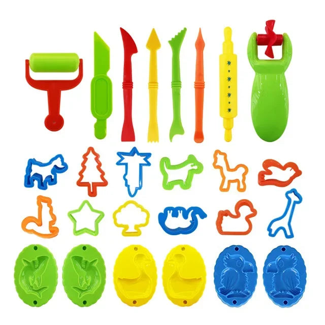 Kids DIY Play Dough Art Craft Toys 3D Plasticine Model Tools Accessories Clay Cutter Molds Creative Set For Boys Girls Children
