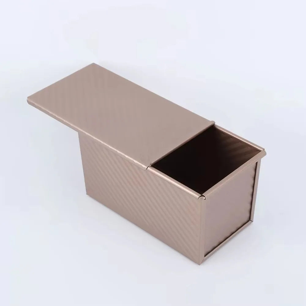 1Pcs Rectangle Loaf Pan with Lid Non Stick Bakeware for Baking Bread Carbon Steel Corrugated Toast Box with Lid Bread Mould