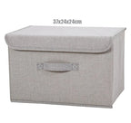 Washable Cotton Linen Fabric Folding CD Storage Box Foldable Bins Toys Organizer With Lid Storage Basket Laundry Basket