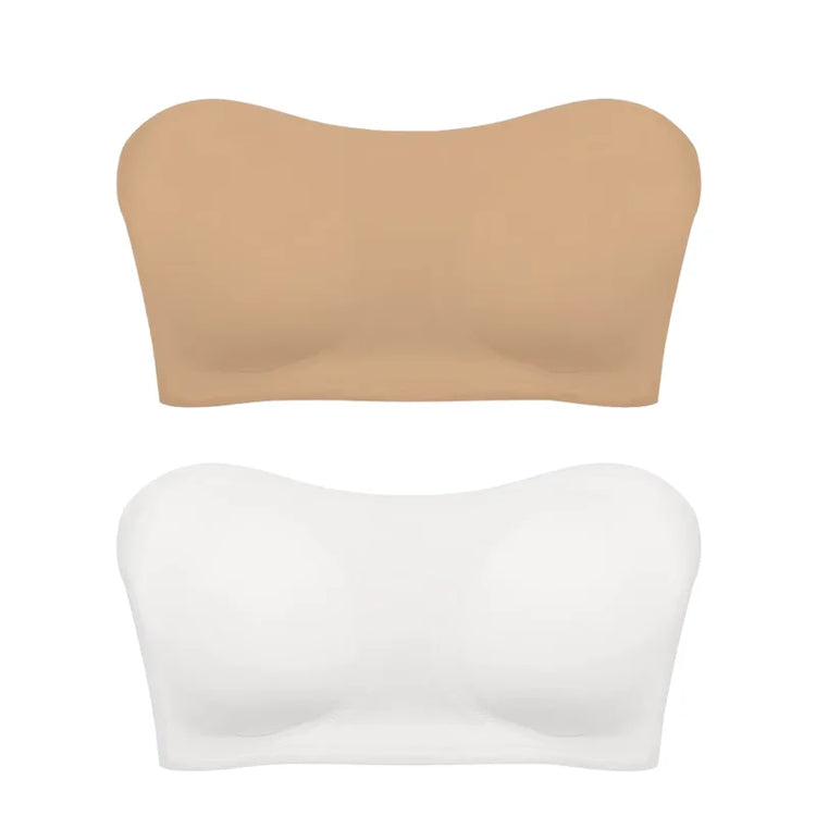 Women's Sexy Strapless Push Up Bra Removable Padded Seamless Ice Silk Top Women Invisible Beauty Back Anti-slip Off-shoulder Bra