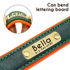 Customized PU Leather Nameplate Dog Collar Soft Padded Dogs Collars Free Engraving Name for Small Medium Large Dogs Adjustable