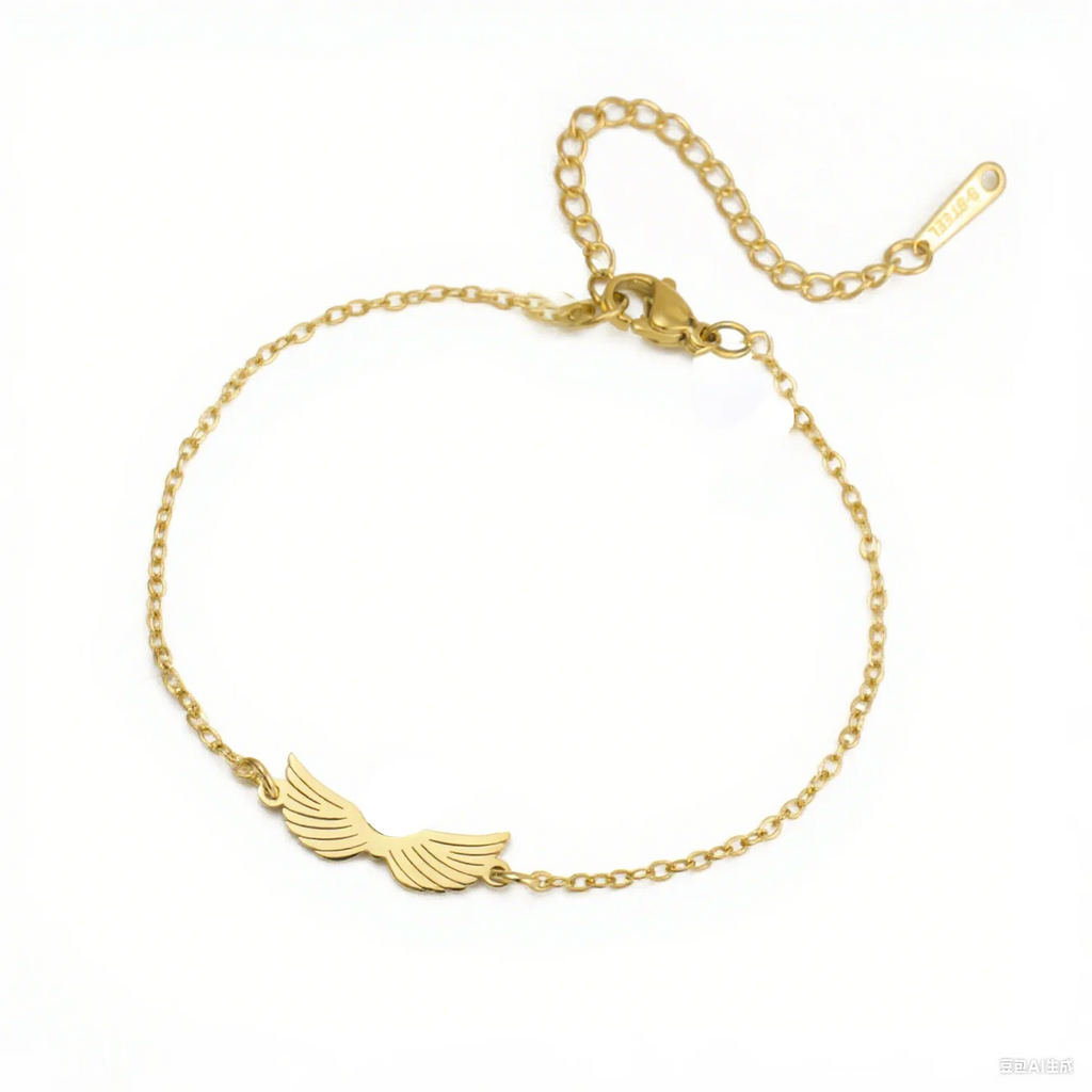 Lucktune Angel Wing Pendant Bracelet for Women Stainless Steel Beads Chain Bracelet Fashion Kpop 2025 New Jewelry Wedding Gift
