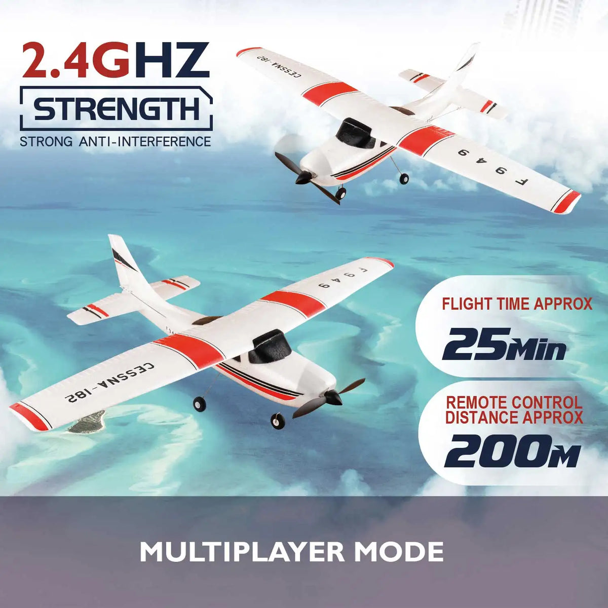 【C0】WLtoys 2.4G F949 LCD Version RC Airplane Cessna 182 3D6G 3Ch Fixed Wing Plane Outdoor Drone RTF With Gyroscope And Night